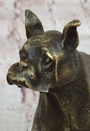 Boxer Dog Bronze Metal Sculpture Signed Art 8" x 9"