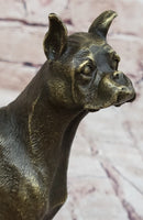 Boxer Dog Bronze Metal Sculpture Signed Art 8" x 9"