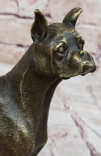Boxer Dog Bronze Metal Sculpture Signed Art 8" x 9"