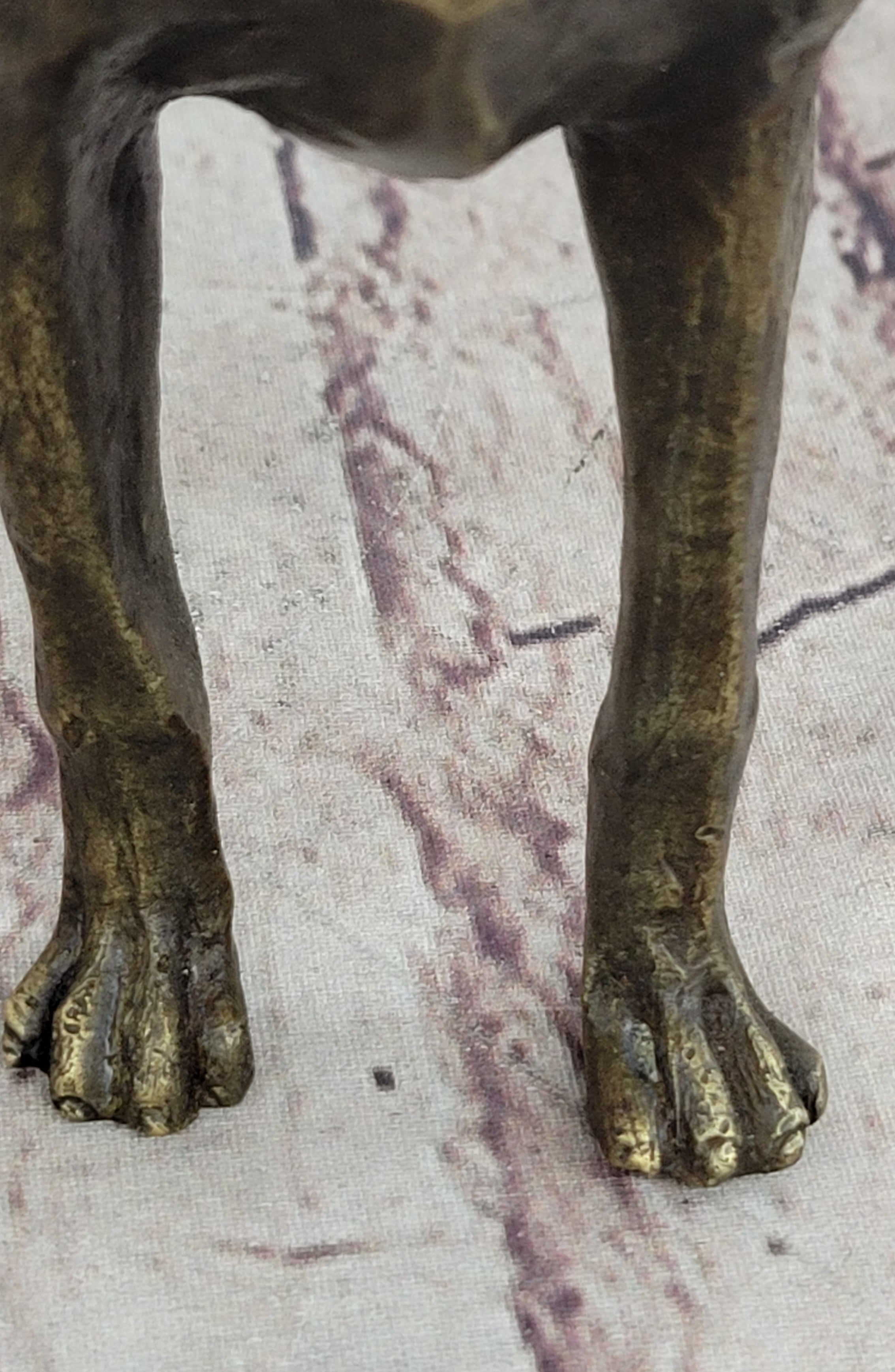 Boxer Dog Bronze Metal Sculpture Signed Art 8" x 9"