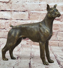 Boxer Dog Bronze Metal Sculpture Signed Art 8" x 9"