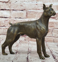 Boxer Dog Bronze Metal Sculpture Signed Art 8" x 9"