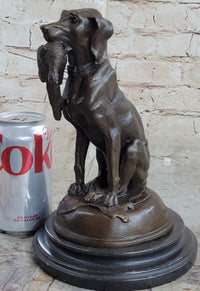 Moigniez Labrador Hunting Dog Duck Bronze Art Deco Figure