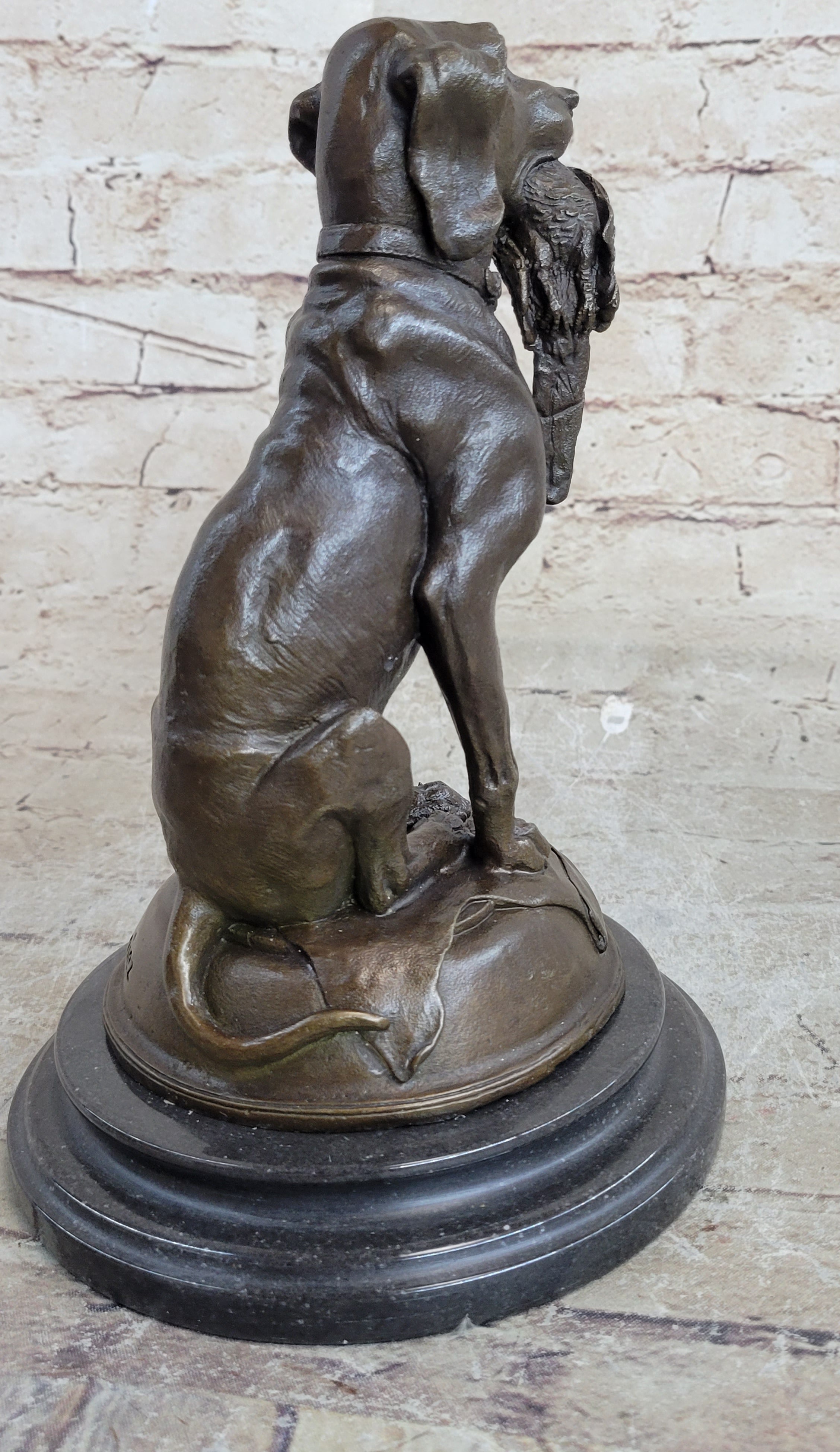 Moigniez Labrador Hunting Dog Duck Bronze Art Deco Figure