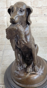 Moigniez Labrador Hunting Dog Duck Bronze Art Deco Figure