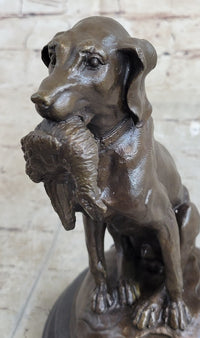 Moigniez Labrador Hunting Dog Duck Bronze Art Deco Figure