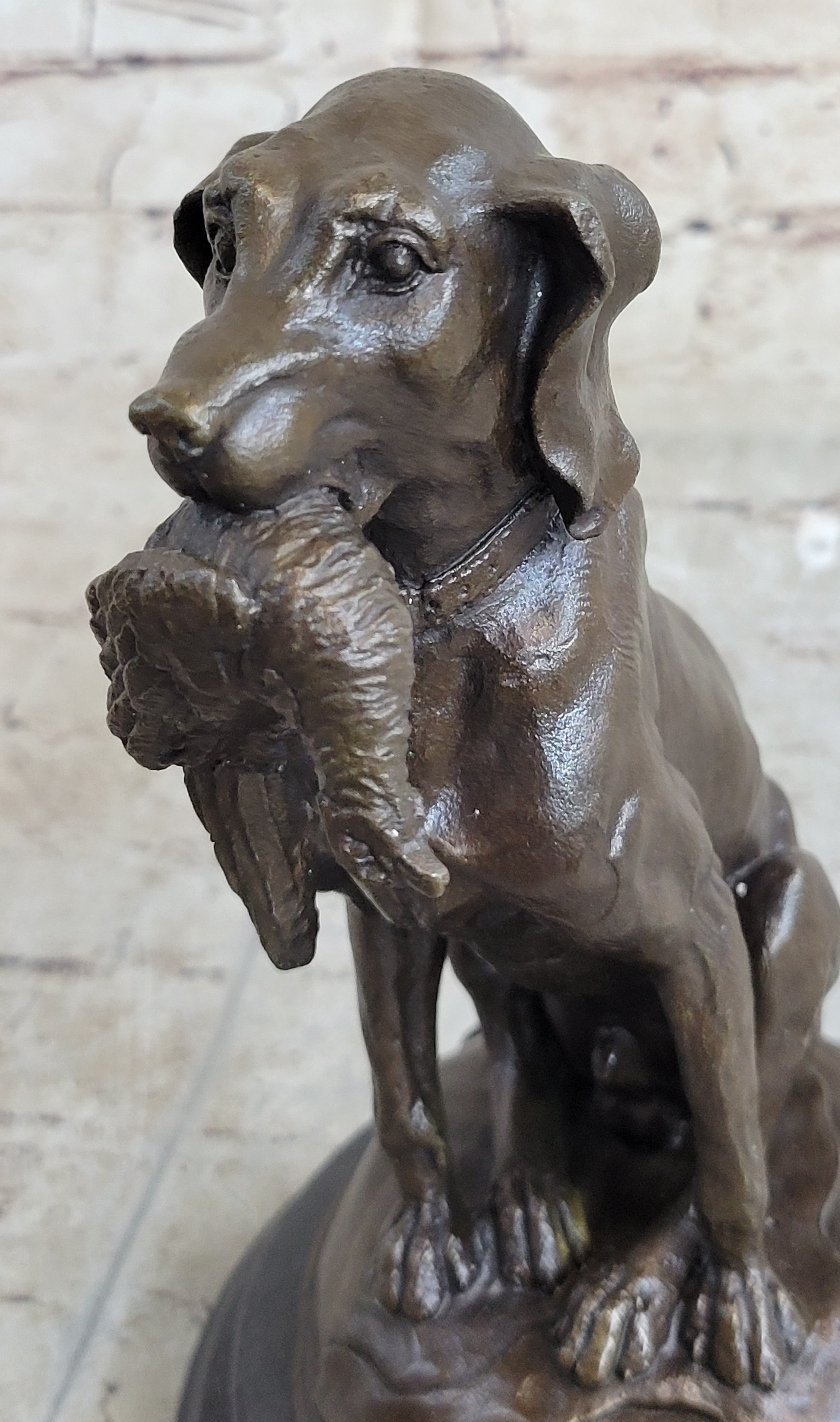Moigniez Labrador Hunting Dog Duck Bronze Art Deco Figure