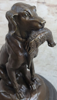 Moigniez Labrador Hunting Dog Duck Bronze Art Deco Figure