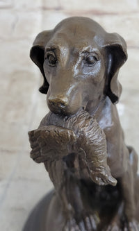 Moigniez Labrador Hunting Dog Duck Bronze Art Deco Figure