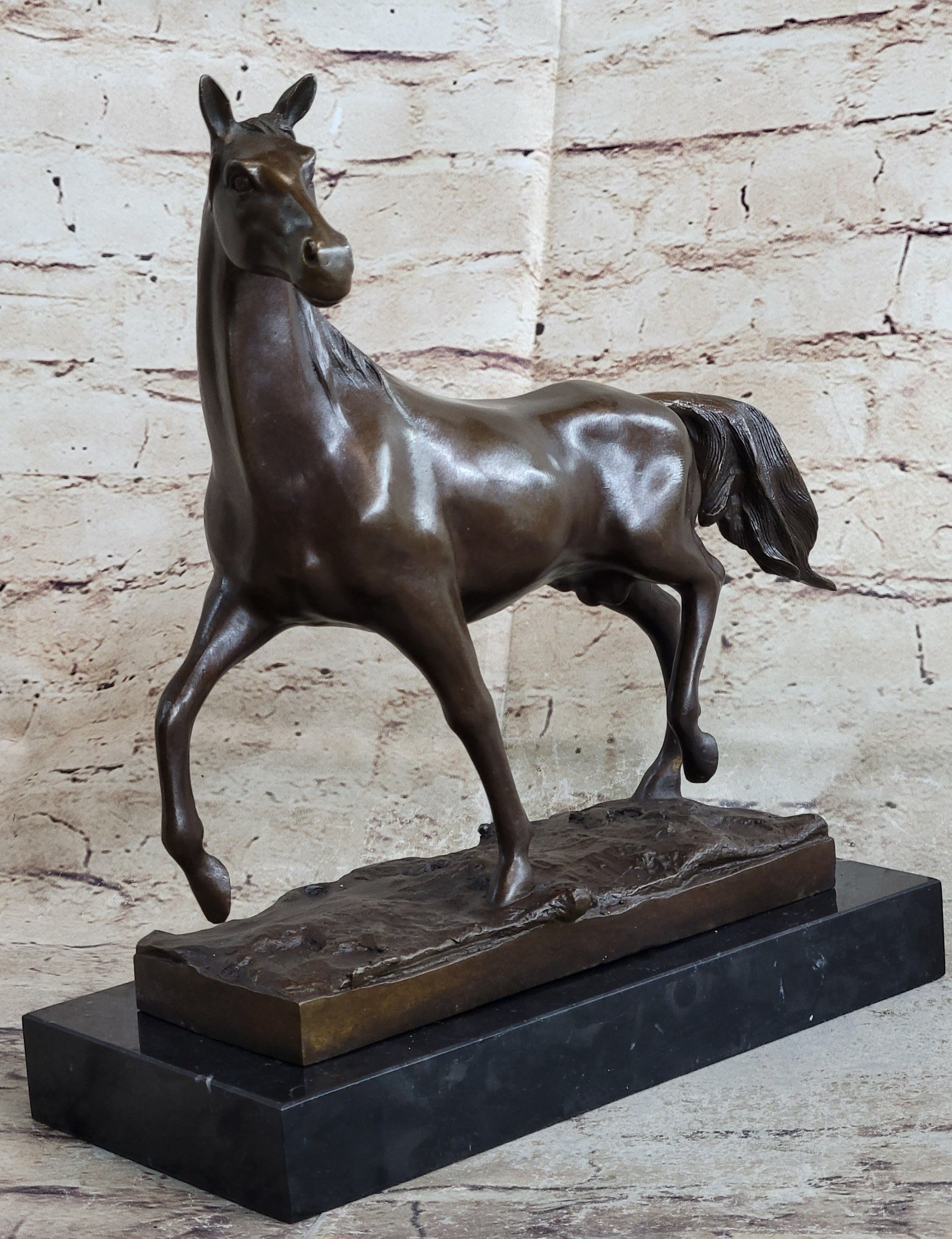 Thoroughbred Running Horse Equestrian Art Bronze Marble