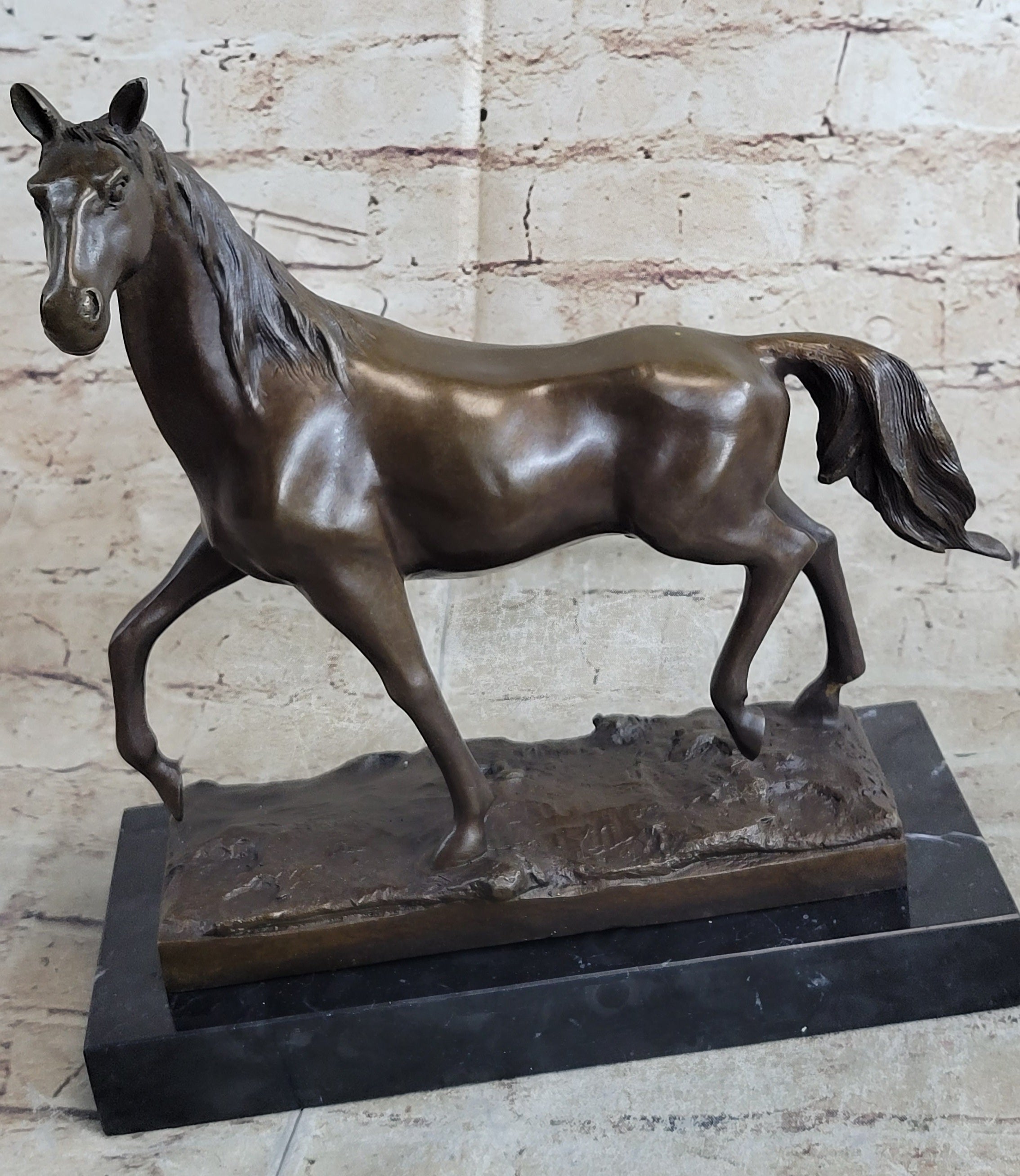 Thoroughbred Running Horse Equestrian Art Bronze Marble