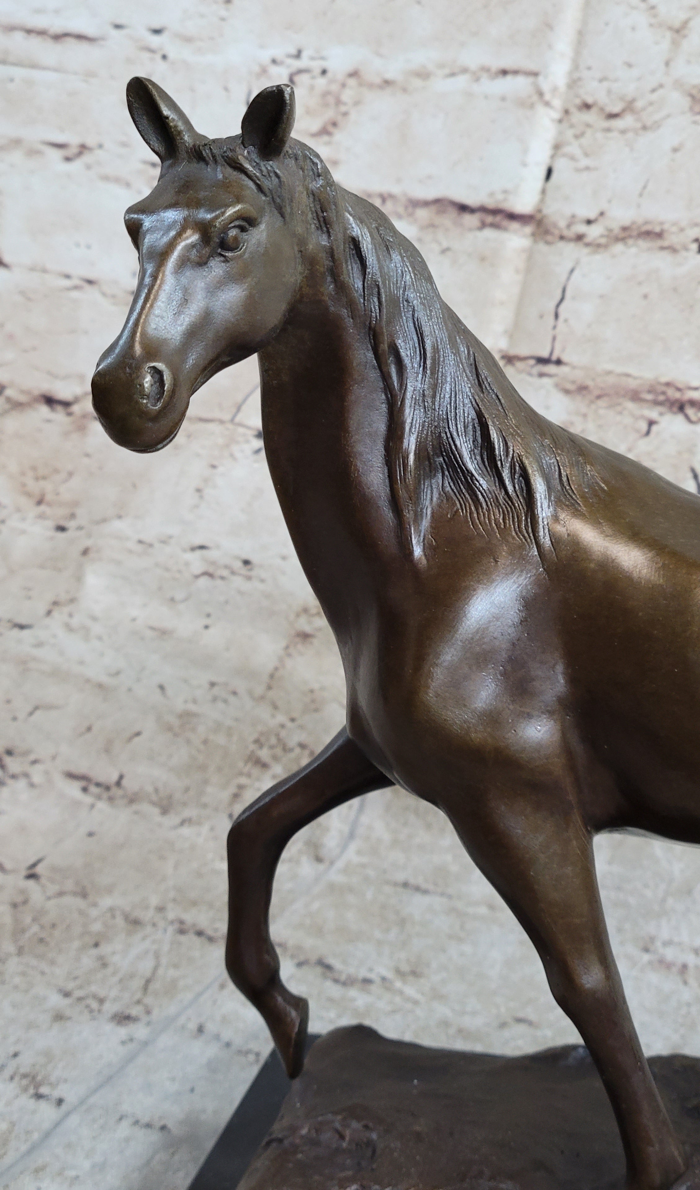 Thoroughbred Running Horse Equestrian Art Bronze Marble