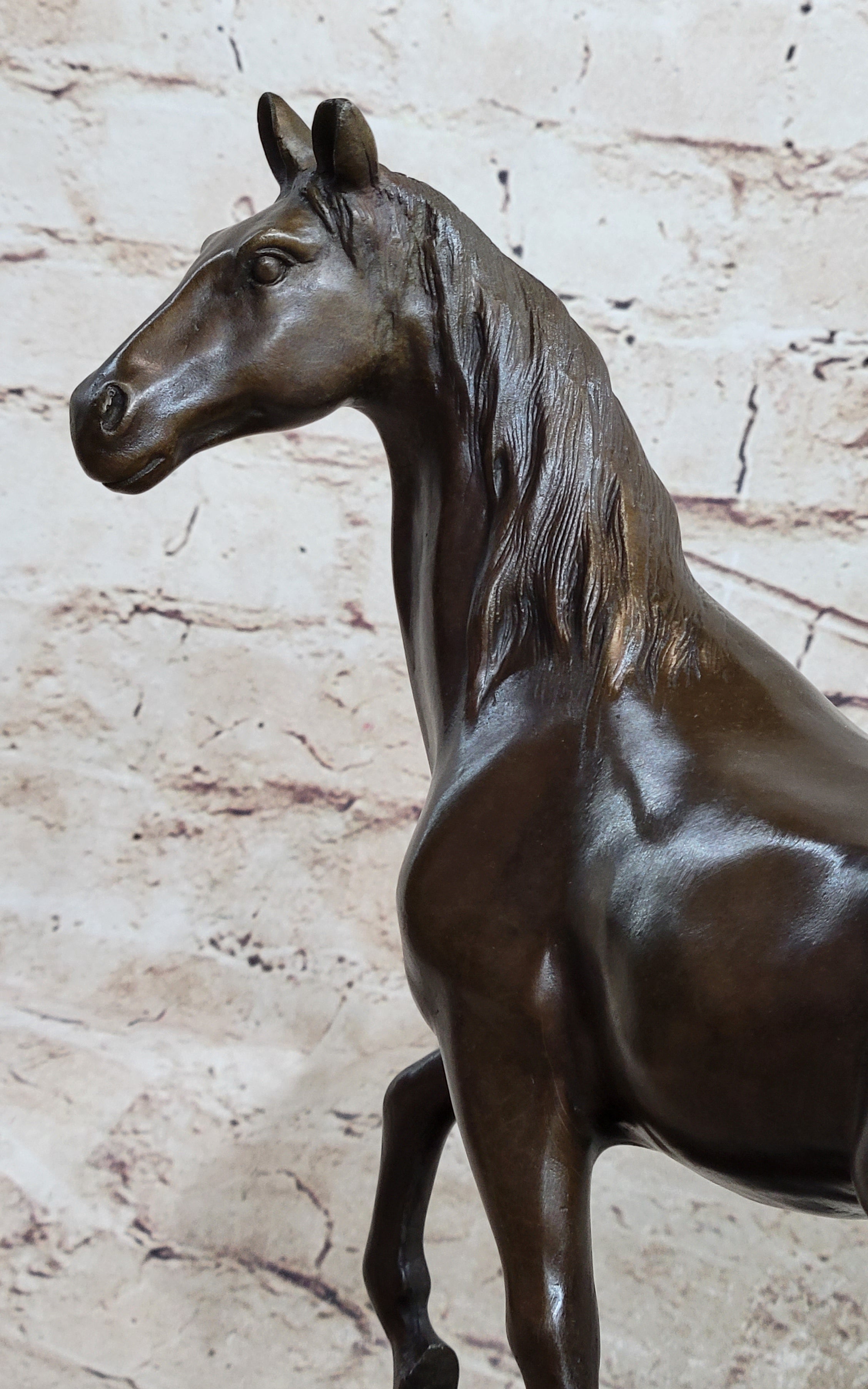 Thoroughbred Running Horse Equestrian Art Bronze Marble
