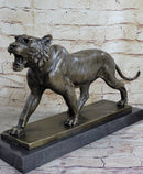 Signed Barye Cougar Lion Tiger Wild Animal Bronze Sculpture