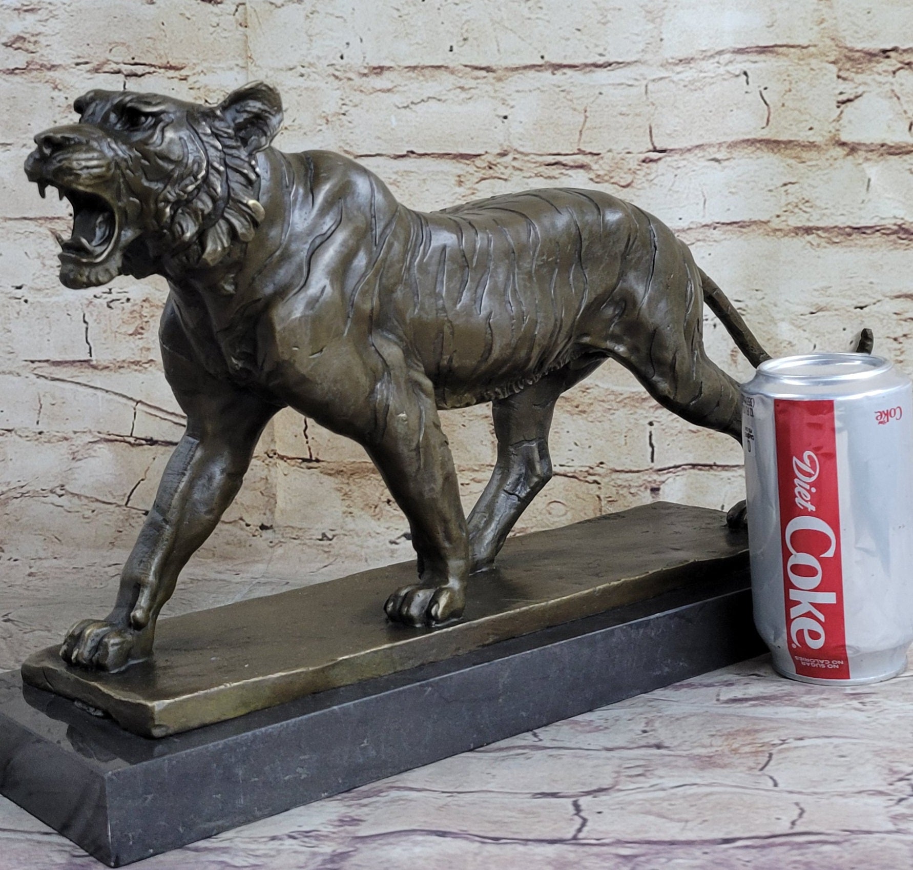 Signed Barye Cougar Lion Tiger Wild Animal Bronze Sculpture