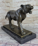Signed Barye Cougar Lion Tiger Wild Animal Bronze Sculpture