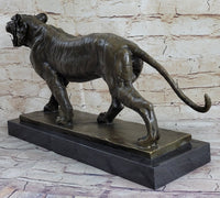 Signed Barye Cougar Lion Tiger Wild Animal Bronze Sculpture