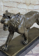 Signed Barye Cougar Lion Tiger Wild Animal Bronze Sculpture