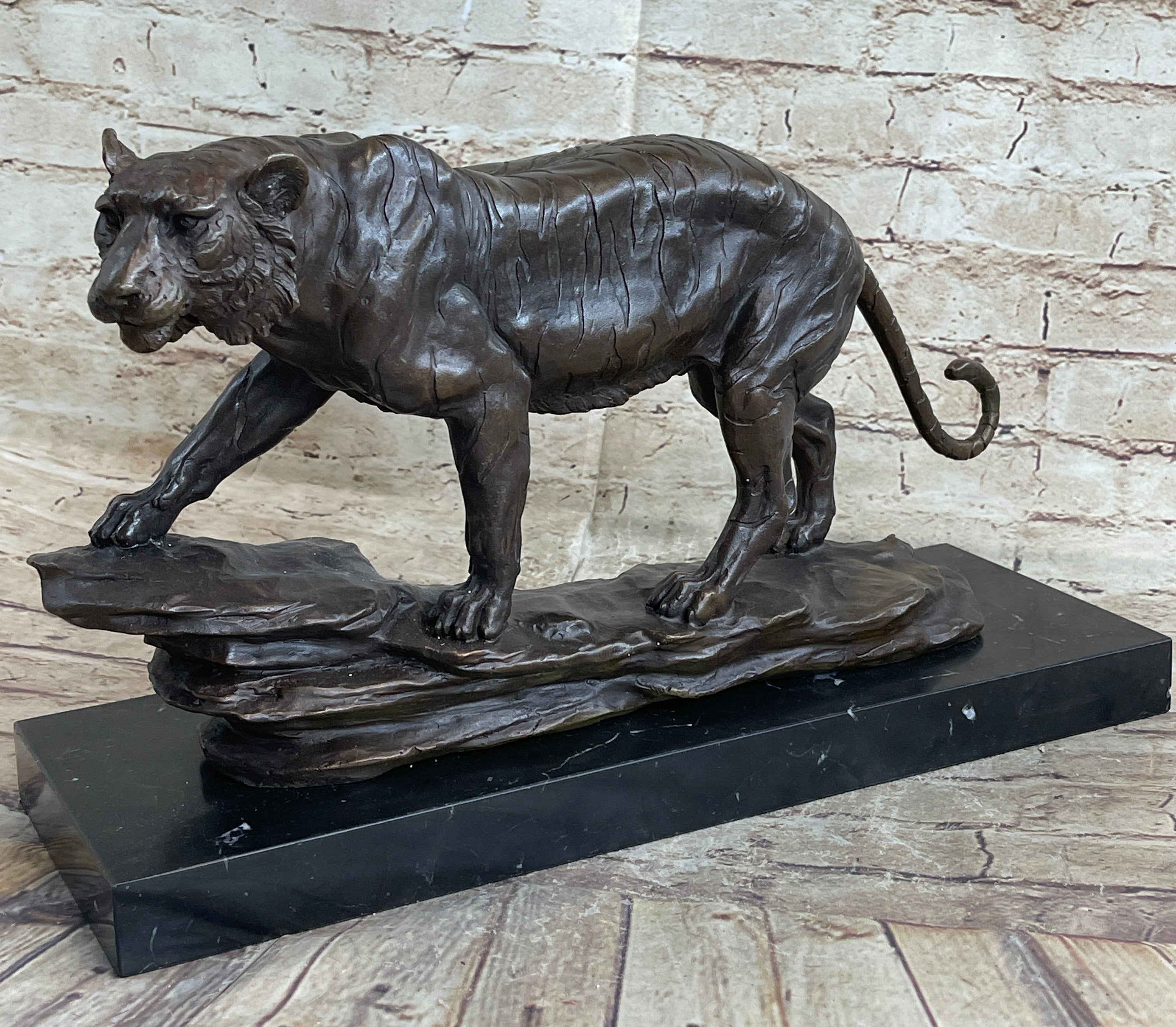 Antoine Louis Barye Antique Reproduction Tiger Bronze Sculpture