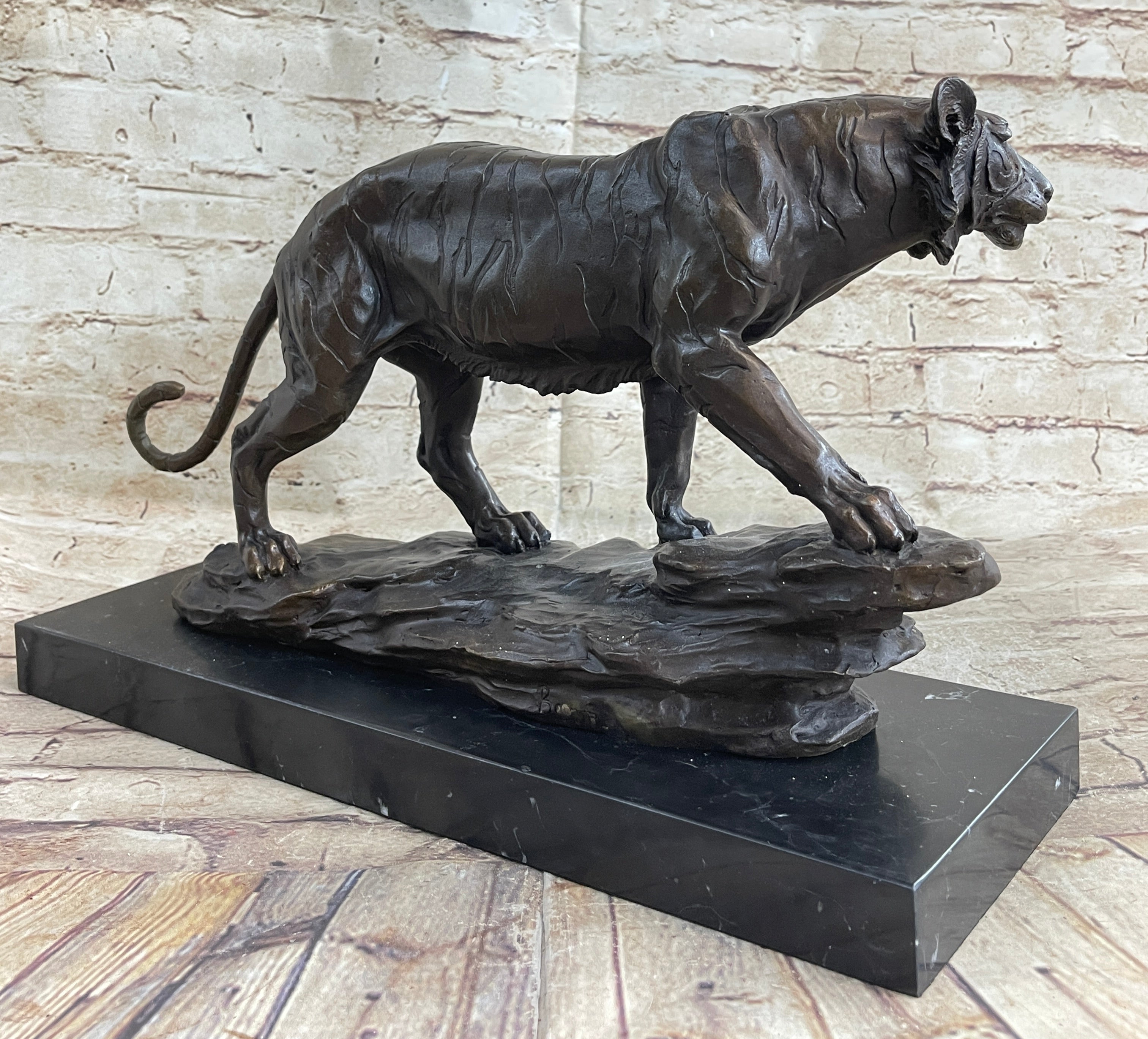 Antoine Louis Barye Antique Reproduction Tiger Bronze Sculpture