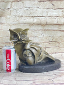 Signed Barye Owl Bird Bronze Sculpture Marble Base Art Deco