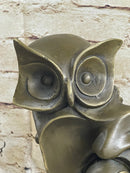 Signed Barye Owl Bird Bronze Sculpture Marble Base Art Deco