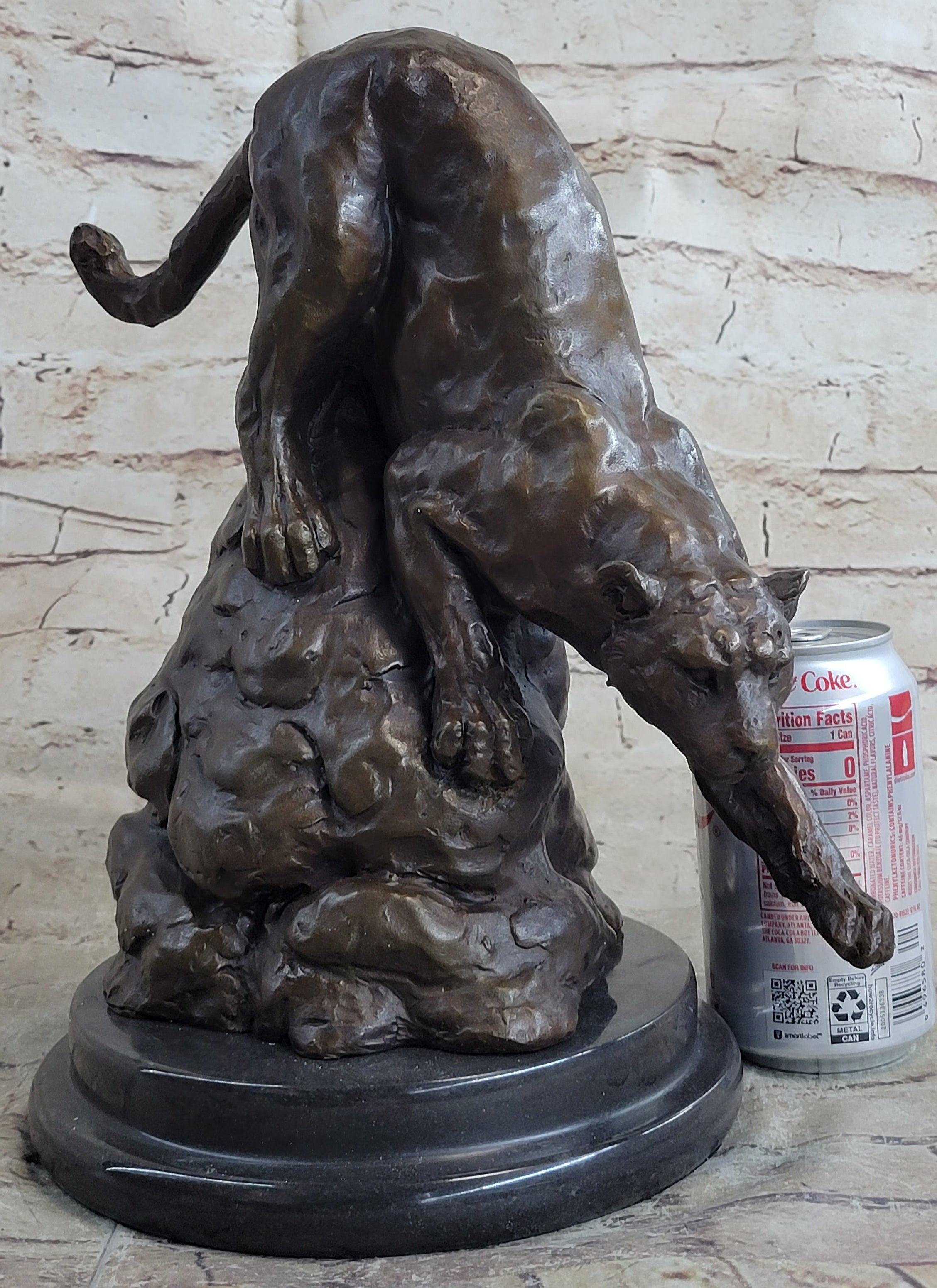 Signed Barye African Wild Cat Jungle Lion Bronze Sculpture