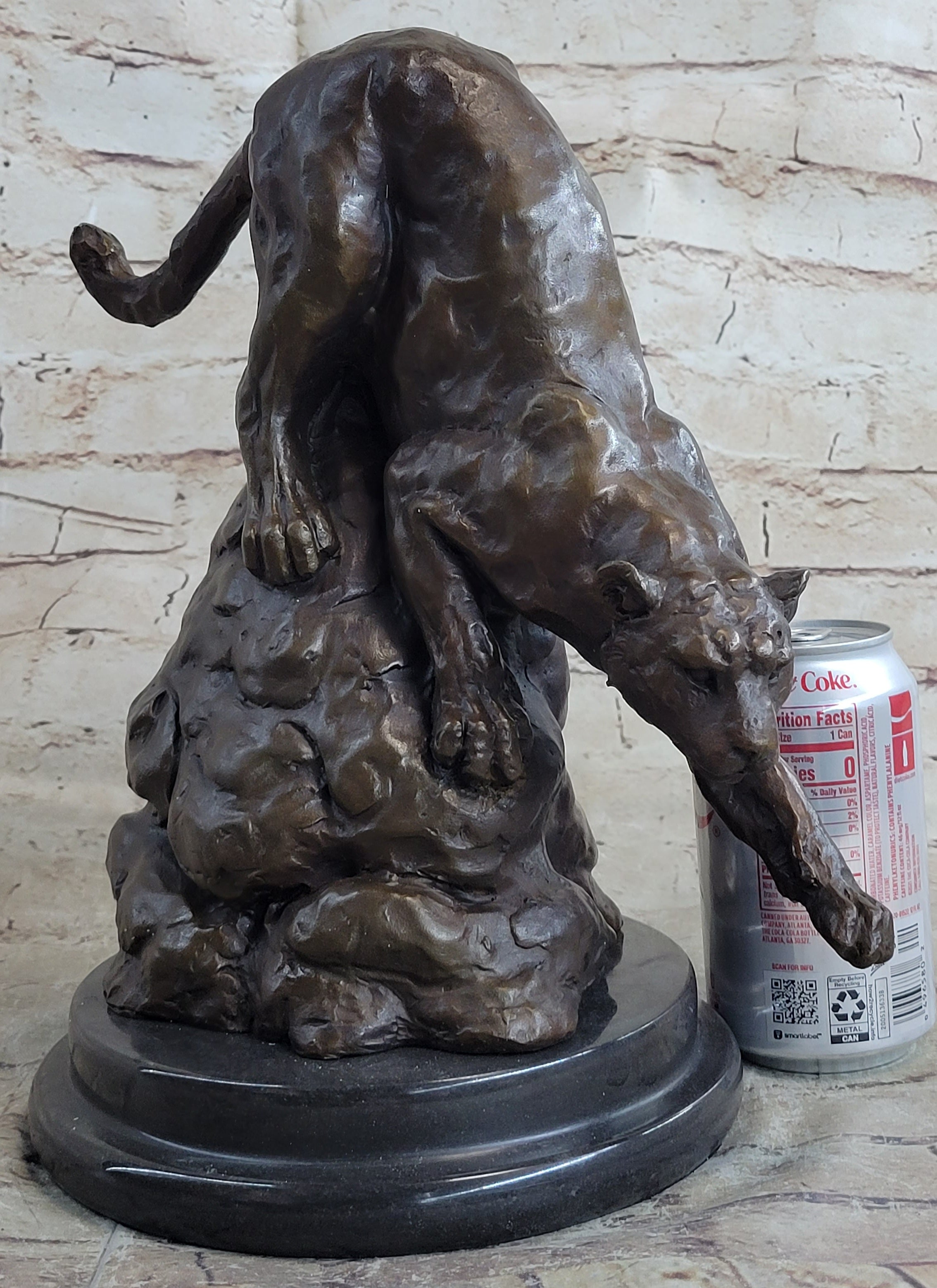 Signed Barye African Wild Cat Jungle Lion Bronze Sculpture