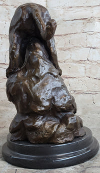 Signed Barye African Wild Cat Jungle Lion Bronze Sculpture