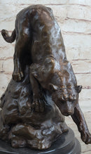 Signed Barye African Wild Cat Jungle Lion Bronze Sculpture