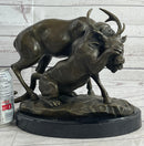 Mountain Lion Hunting Elk Deer by PJ Mene Bronze 11"X 13"