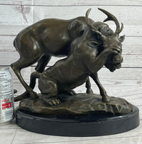 Mountain Lion Hunting Elk Deer by PJ Mene Bronze 11"X 13"
