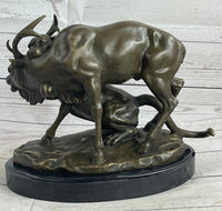 Mountain Lion Hunting Elk Deer by PJ Mene Bronze 11"X 13"