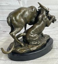 Mountain Lion Hunting Elk Deer by PJ Mene Bronze 11"X 13"