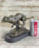 Running Cheetah Bronze Sculpture Signed Milo on Marble Base
