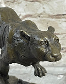 Running Cheetah Bronze Sculpture Signed Milo on Marble Base