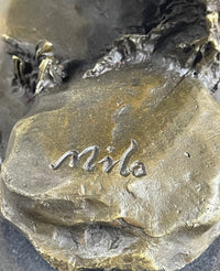Running Cheetah Bronze Sculpture Signed Milo on Marble Base
