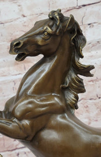 Rearing Stallion Horse Bronze Sculpture by Lecourtier