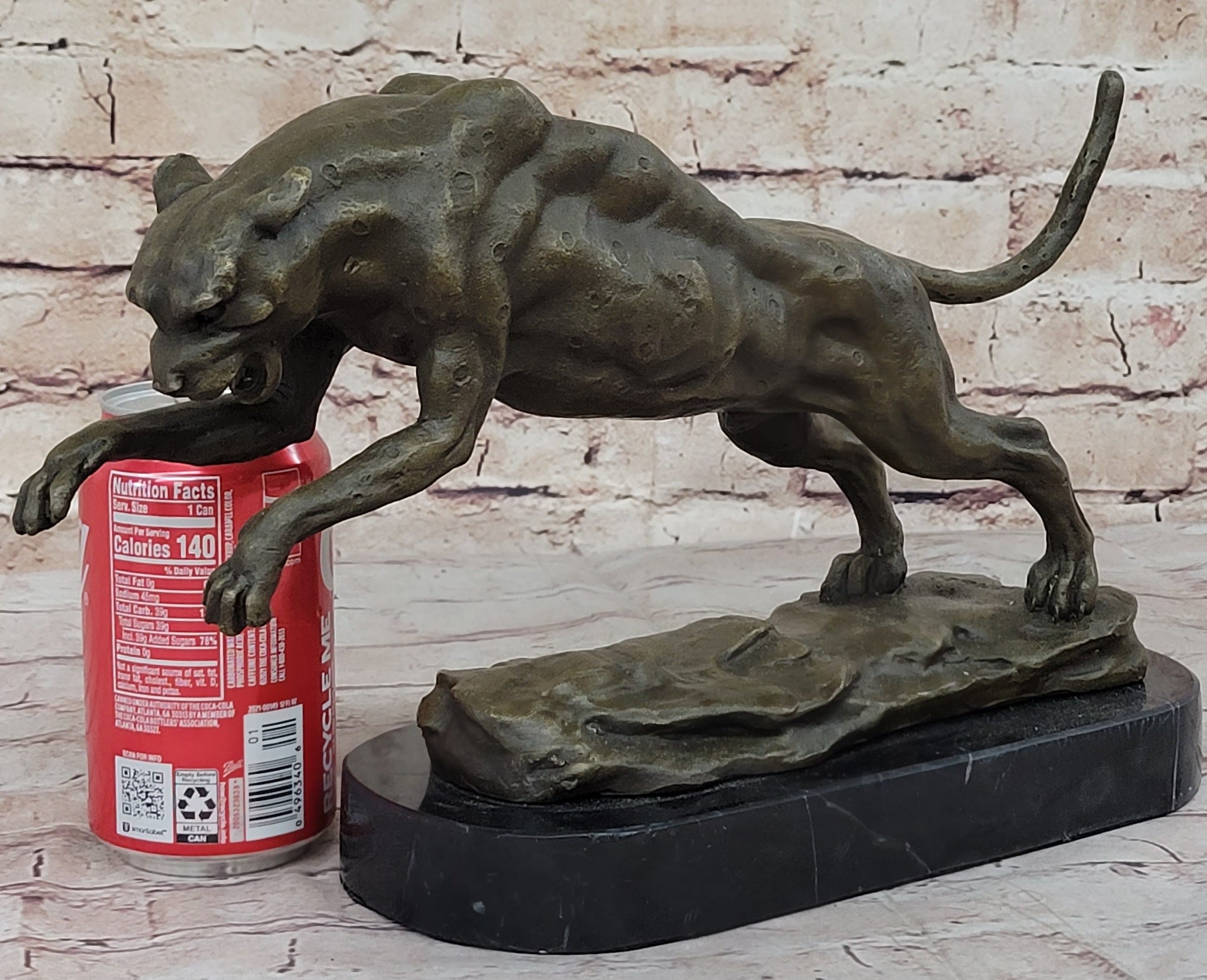 Panther Jumping Bronze Sculpture Cubism Cougar Puma Feline