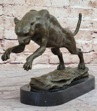Panther Jumping Bronze Sculpture Cubism Cougar Puma Feline