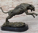 Panther Jumping Bronze Sculpture Cubism Cougar Puma Feline