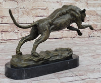Panther Jumping Bronze Sculpture Cubism Cougar Puma Feline