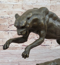 Panther Jumping Bronze Sculpture Cubism Cougar Puma Feline