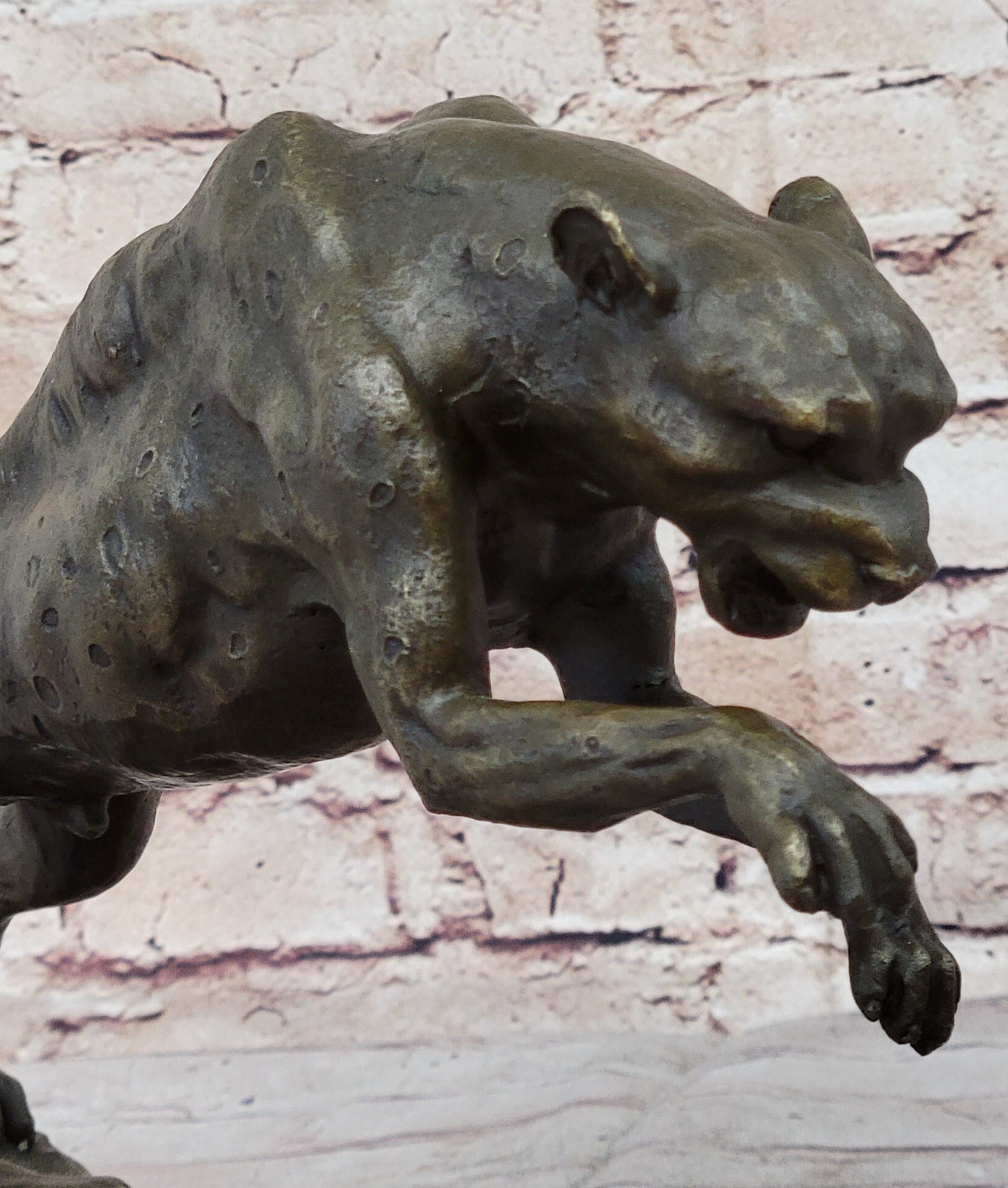 Panther Jumping Bronze Sculpture Cubism Cougar Puma Feline