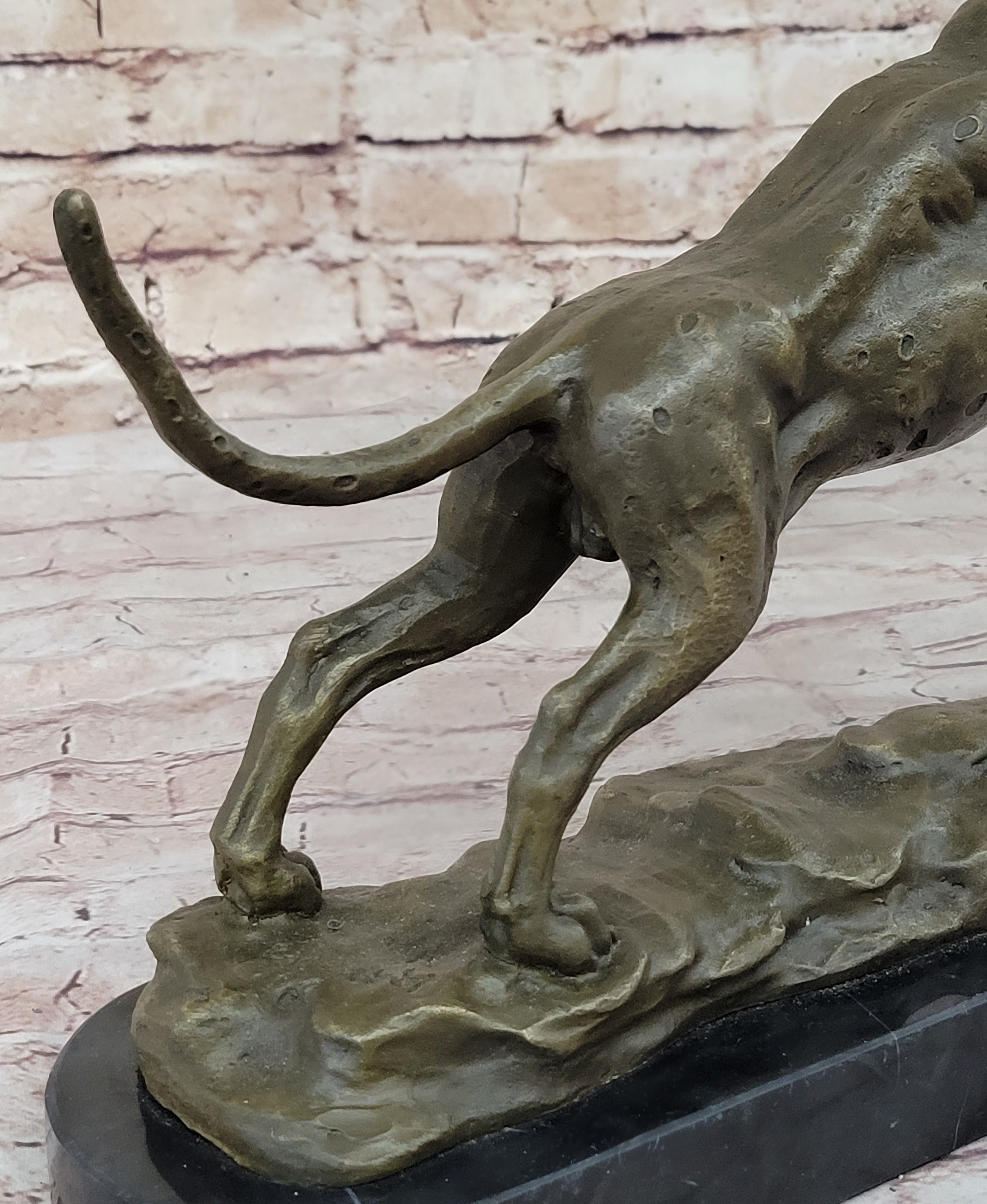 Panther Jumping Bronze Sculpture Cubism Cougar Puma Feline