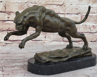 Panther Jumping Bronze Sculpture Cubism Cougar Puma Feline