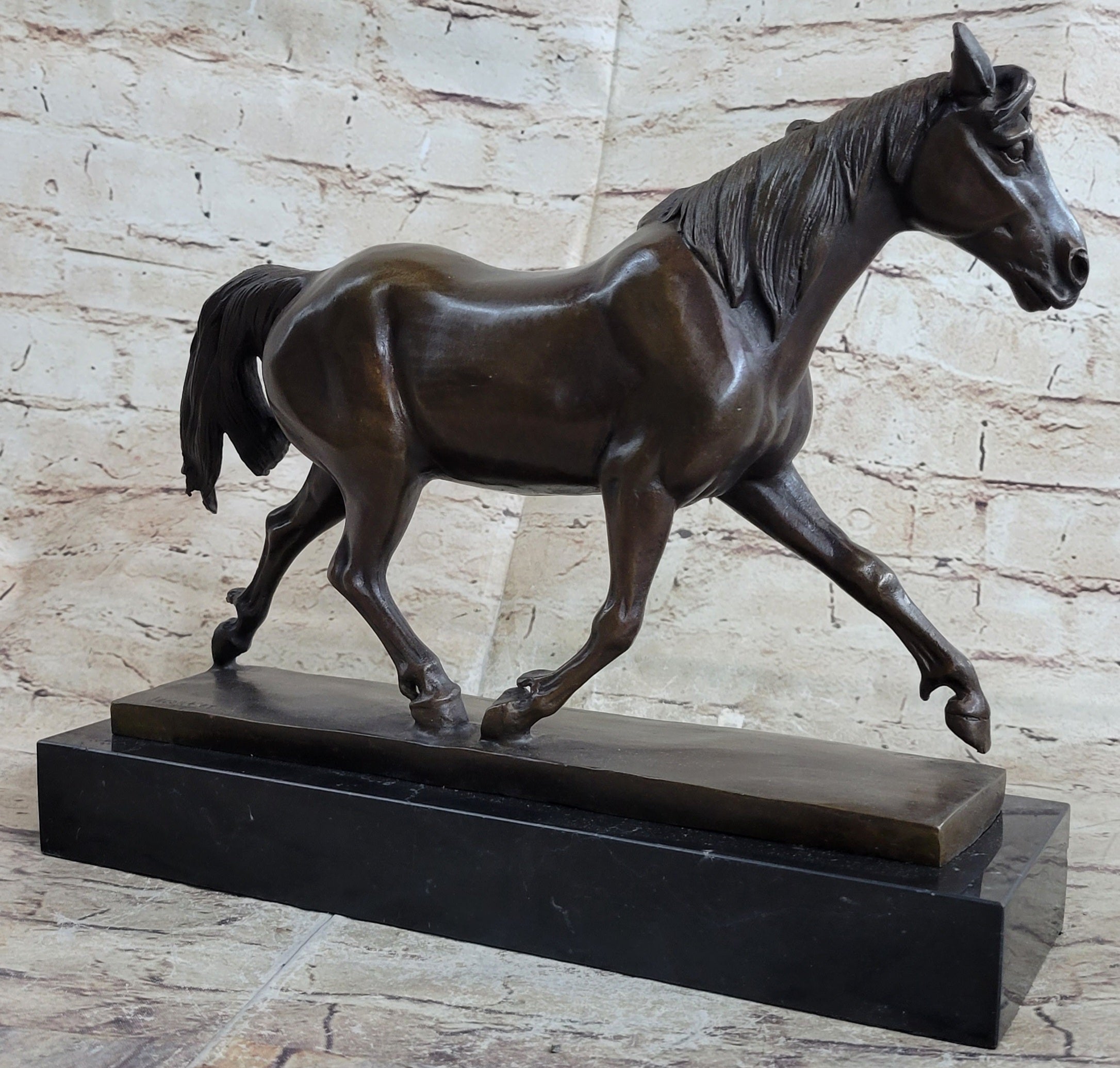 Signed Prosper Lecourtier Racing Horse Stallion Hot Cast Sculpture