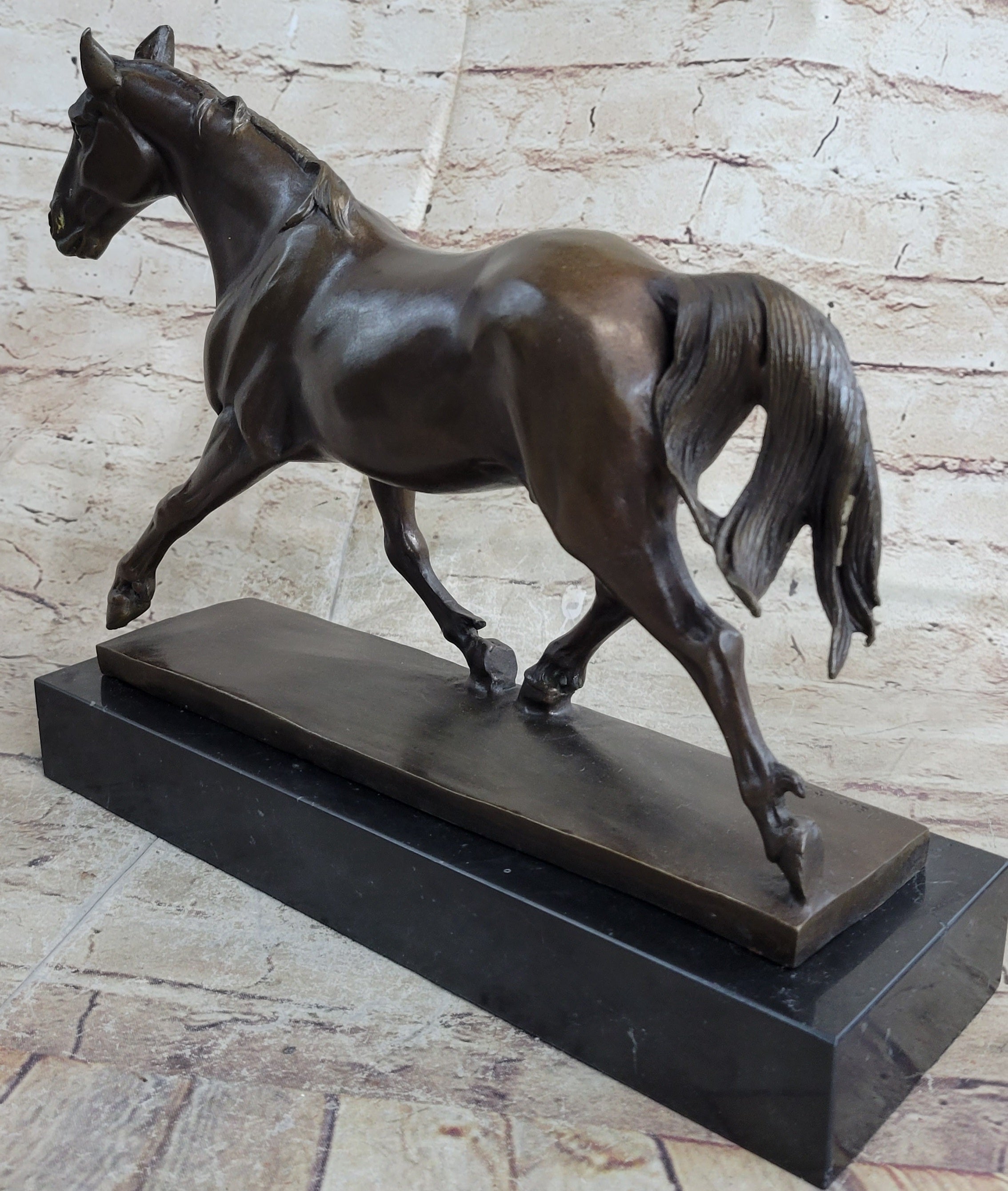 Signed Prosper Lecourtier Racing Horse Stallion Hot Cast Sculpture