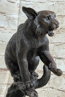 Cougar Panther Jaguar Cat Bronze Marble Base Bookend