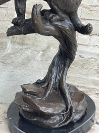 Cougar Panther Jaguar Cat Bronze Marble Base Bookend